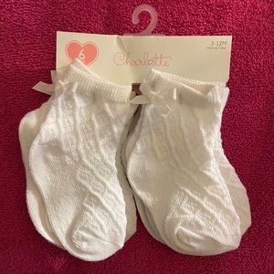 NWT - Girls White Bow Ankle socks 6pack